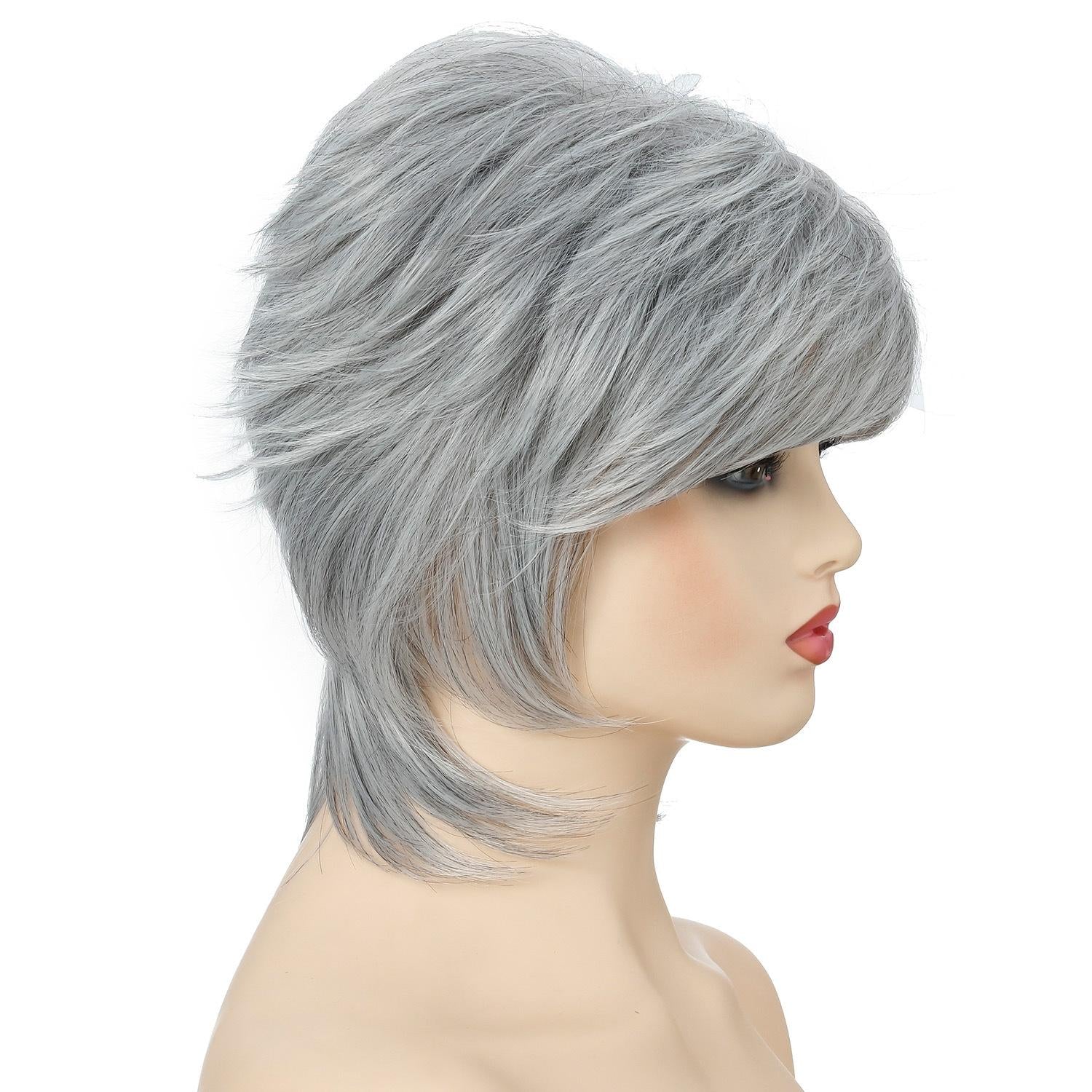 Silver Short Hair Wigs Set - Fluffy And Stylish-1915196859035553794