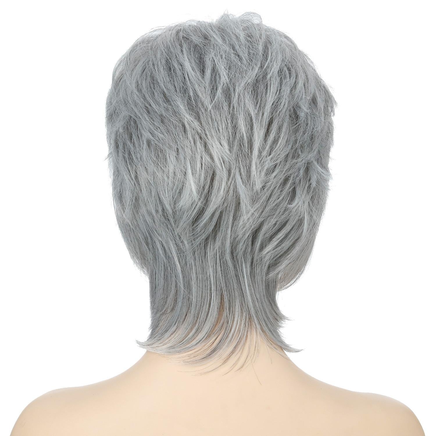 Silver Short Hair Wigs Set - Fluffy And Stylish-1915196859035553796