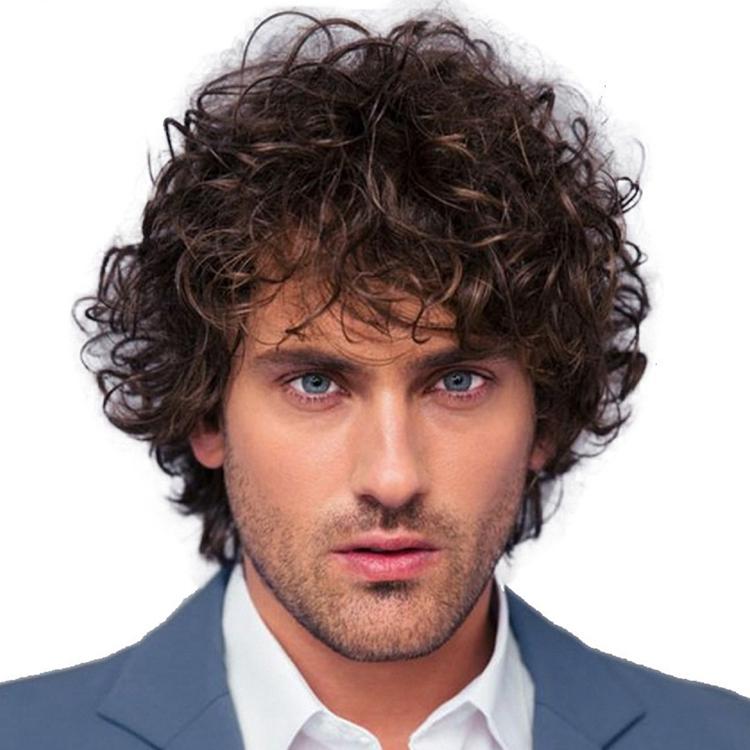 Short Curly Men Wig Set - Natural Look-1915196860809744391