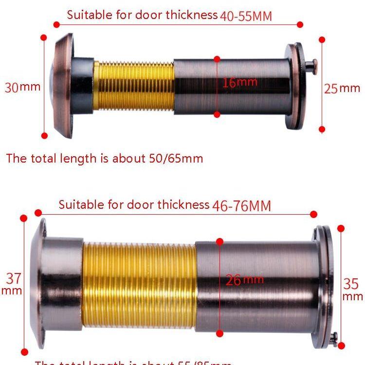 2-Pack Wide-Angle Security Door Viewer - Anti-Tiny 200 Degree Hd Glass Lens - Bright Gold 16Mm-1915197640220479490