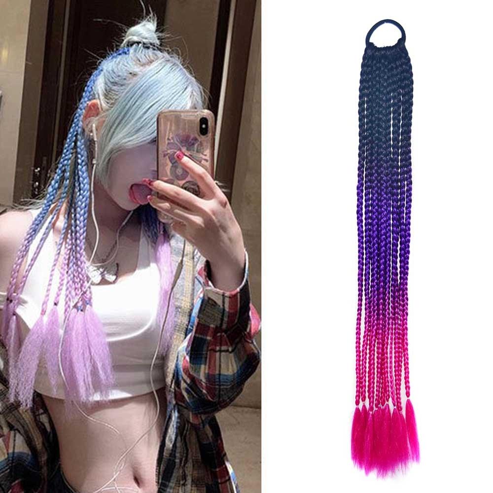Vibrant Braid Hair Band With Corn Silk Dreadlocks Ponytail-1915197662546759680