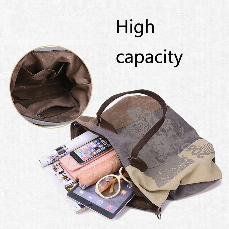Blue Graffiti Canvas Shoulder Bag - Large Capacity-1915196692785926148
