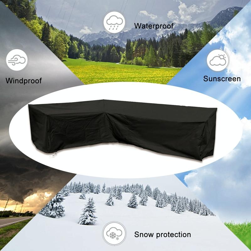 215X215X87Cm Black Outdoor Corner Sofa Table Cover For Garden Furniture-1964932186058657793