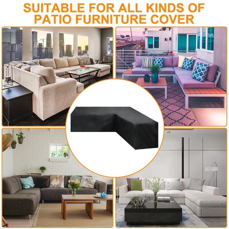 Waterproof Outdoor Corner Sofa Cover - 286X222X82Cm - Black-1964932161509396485
