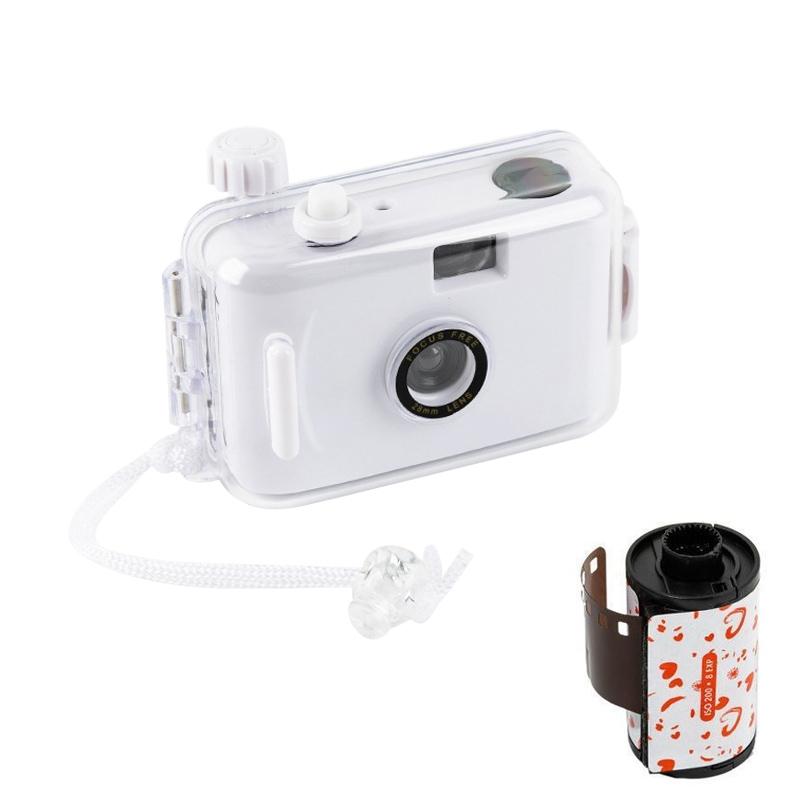 Retro Waterproof Camera With Disposable Film - Cute White Shell-1915196956624424967