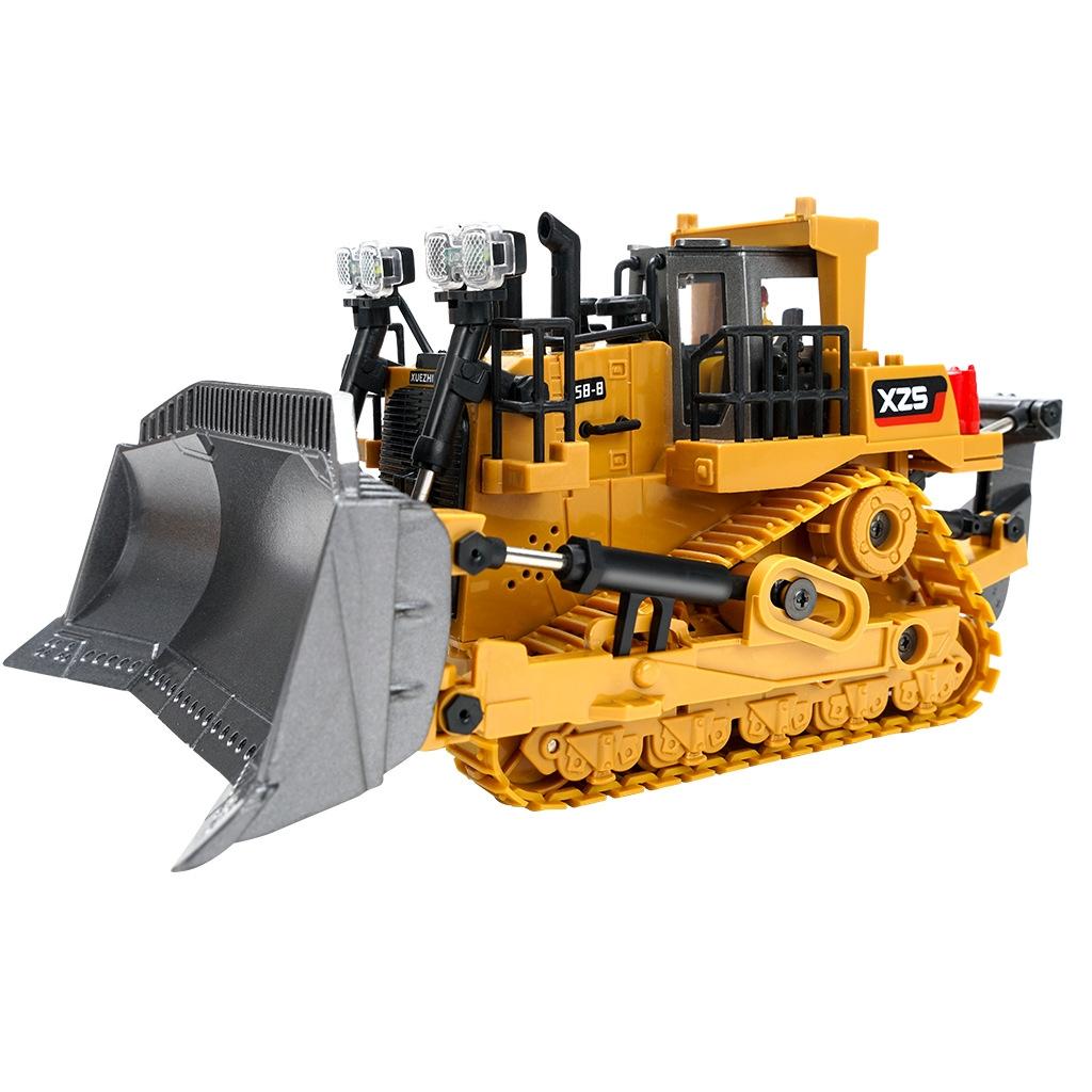 9-Channel Remote Control Bulldozer Toy With Alloy Excavator-1922443393473056769