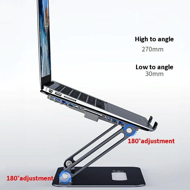 Portable Aluminum Laptop Stand With Cooling And Type C Cable - Gray-1915197790405922822
