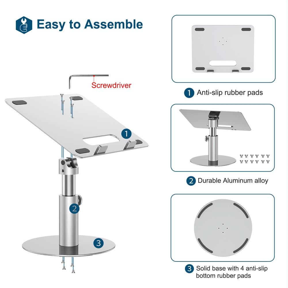 Silver 360 Degree Rotating Aluminum Laptop Stand-1964932200558366724