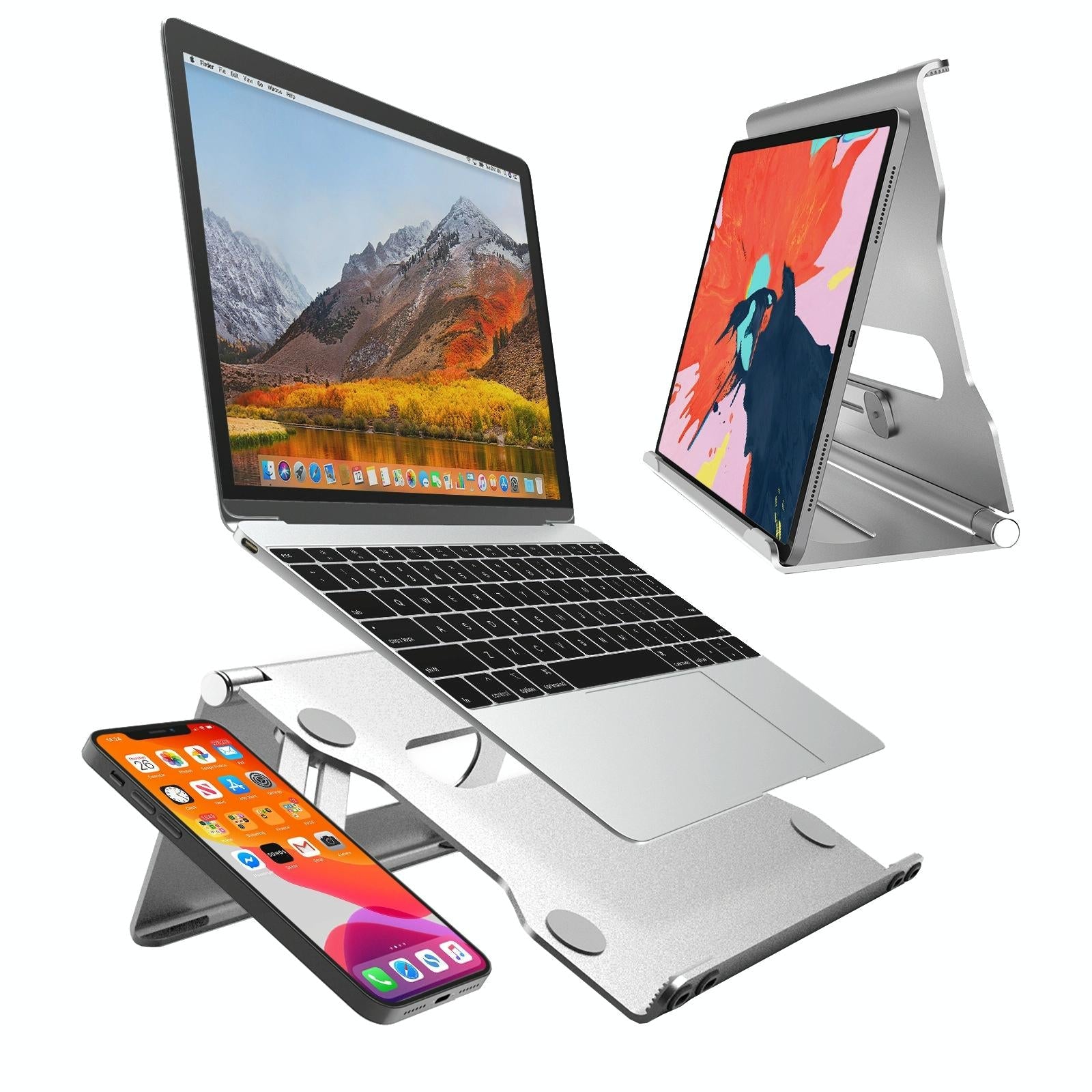 Foldable Laptop Stand - Aluminum Alloy Silver-1964932206380060679