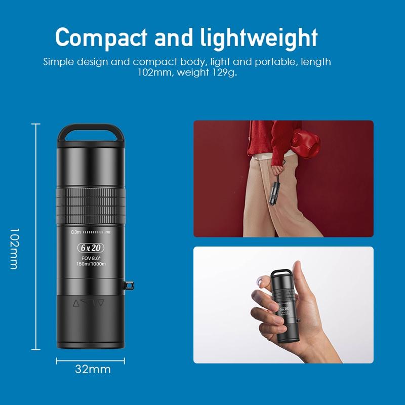 Closest Focus Monocular For Smartphones - 6X Optics Lens - 0.3M - Black-1915196922067554306