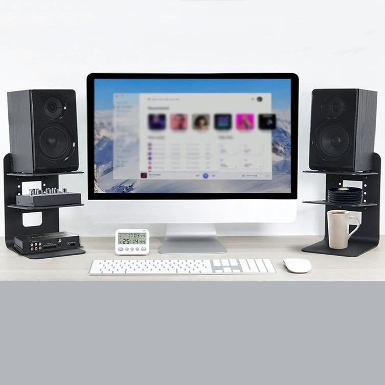Double Layer Portable All-Aluminum Laptop Stand With Cooling Speaker-1915198134091386881