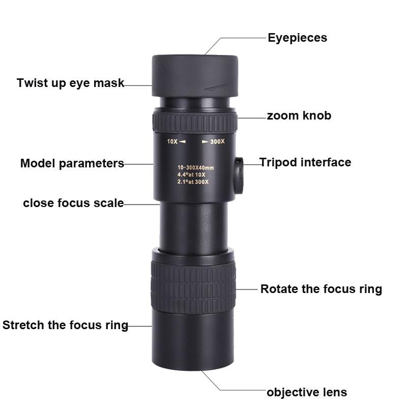 High Definition Monocular Telescope With Photo Holder & Tripod - 10-300X40-1915198114910834692