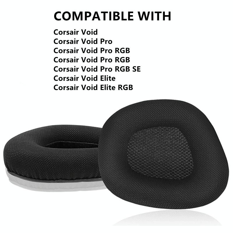 Black Lamb Leather Earpads For Corsair Void Pro Elite - Set Of 2-1915197266432495618