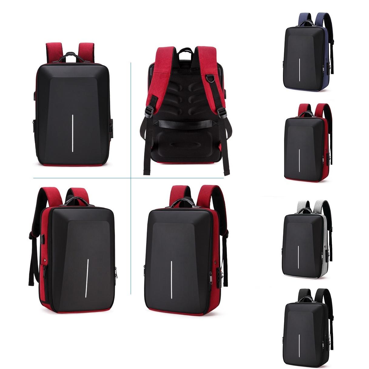 Hard Shell Backpack Alloy Frame Anti-Theft Computer Bag For Men Red-1915197267955027969