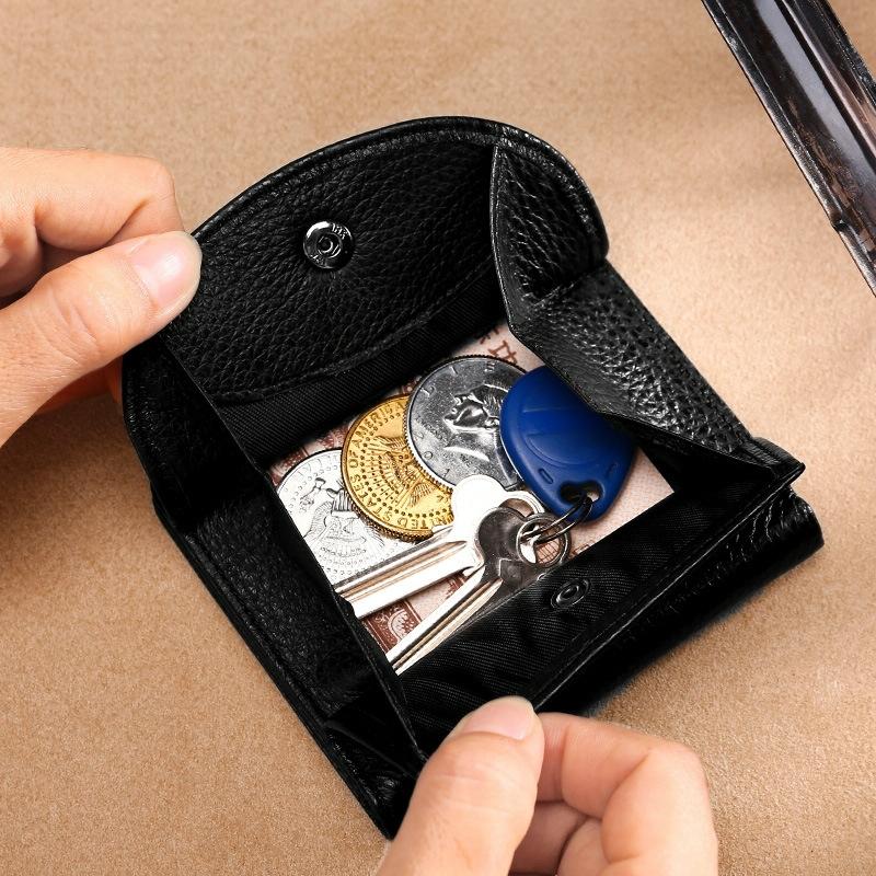 Genuine Leather Rfid Coin Purse - Blue-1915196686427361286