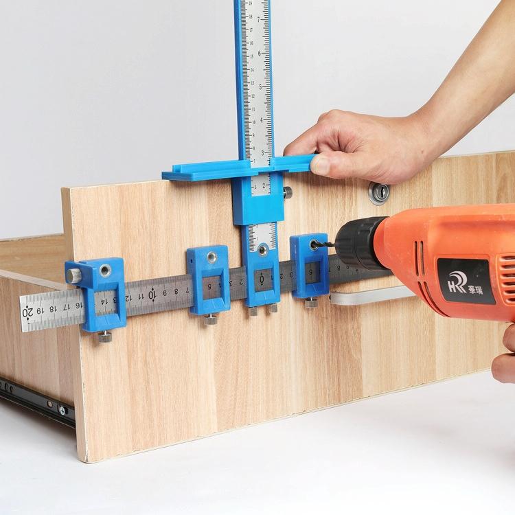 Blue Plastic Cabinet Door Punch Locator For Woodworking-1964932316245659654