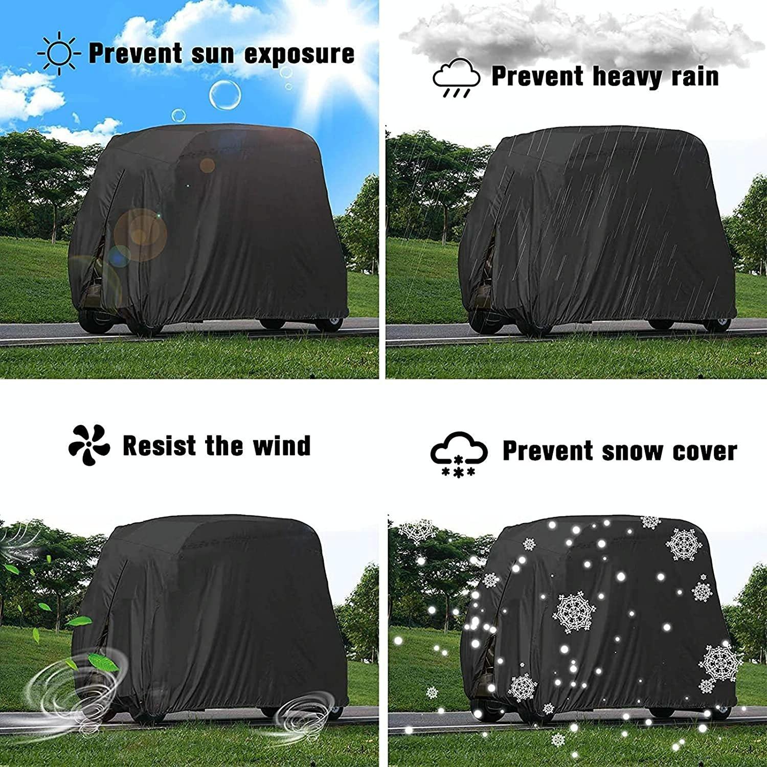 Waterproof Golf Cart Cover - 275 X 122 X 168 Cm - Black-1964932218187026437
