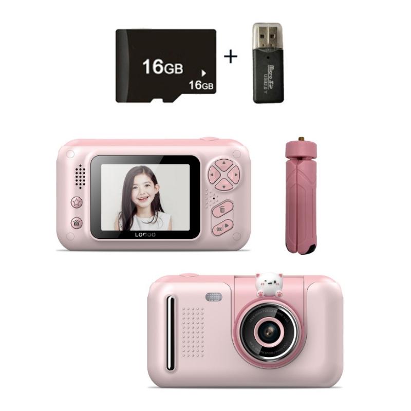 2.4 Hd Reversible Kids Camera + 16G Memory Card & Reader - Pink-1915197455243284486