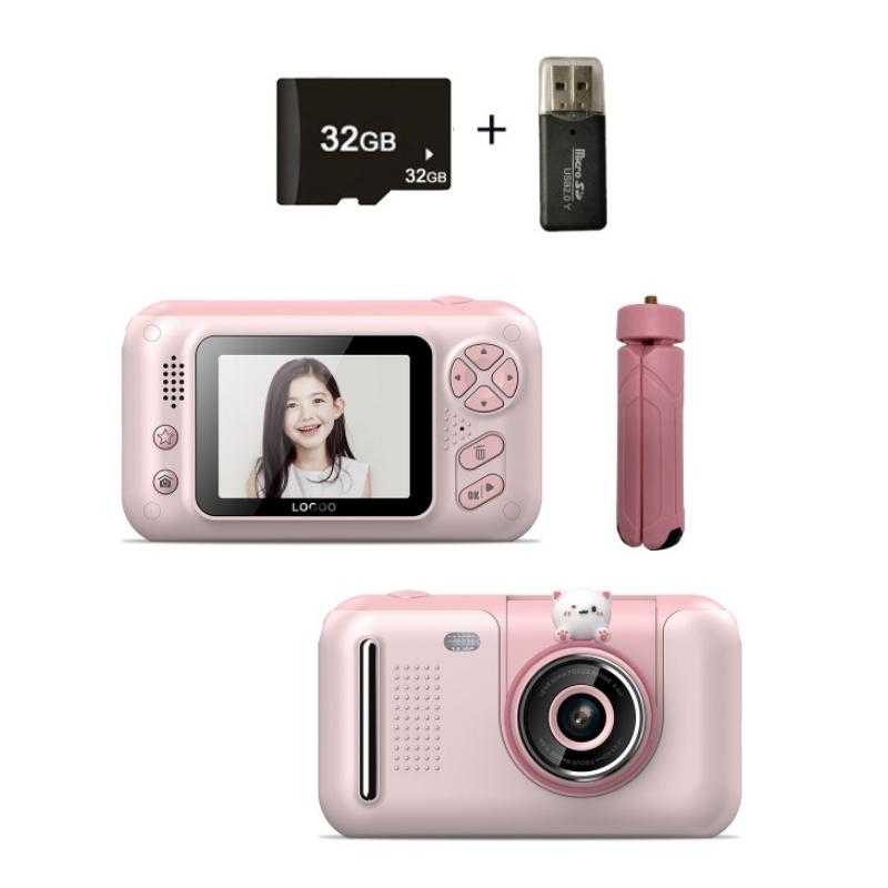 32Gb Memory Card & Card Reader Included With 2.4 Hd Reversible Kids Camera - Pink-1915197182672244736