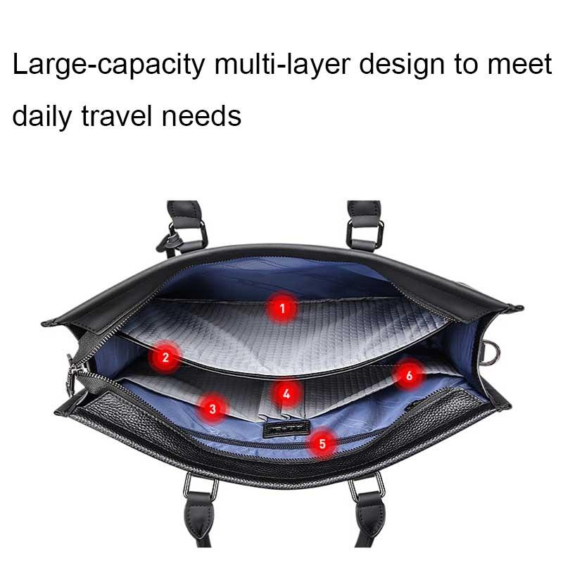 Large-Capacity Leather Laptop Messenger Briefcase In Black-1915196906238251011