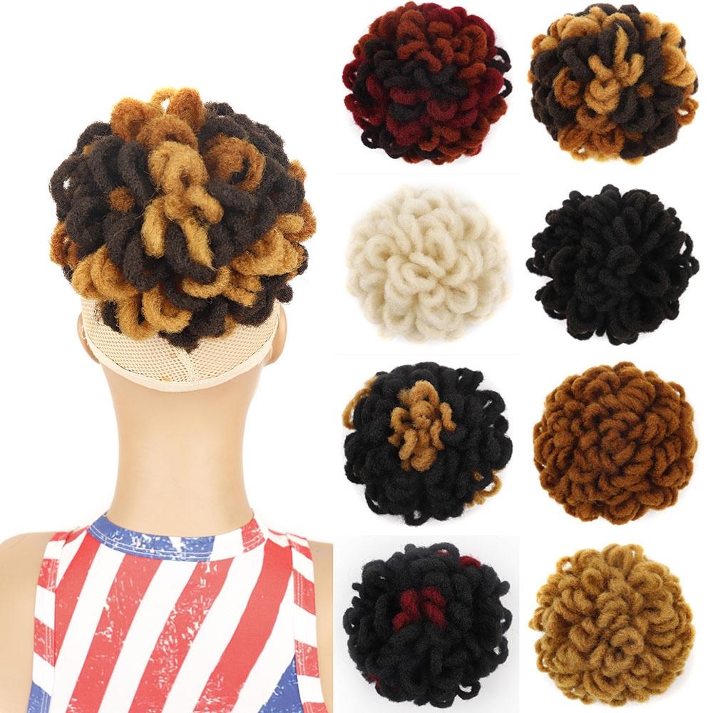 Shaggy Drawstring Dreadlock Bun - Natural Black-1915198325741719553