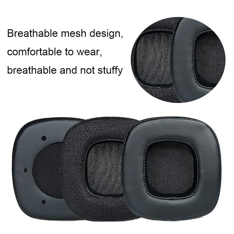 Breathable Sponge Headphone Covers - Black Leather 1 Pair-1915197980349173762