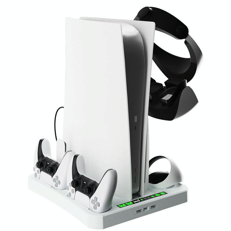 Multifunctional Cooling Base For Ps5 With Vr2 Handle Charging And Disc Storage Stand - White-1915196930066092034