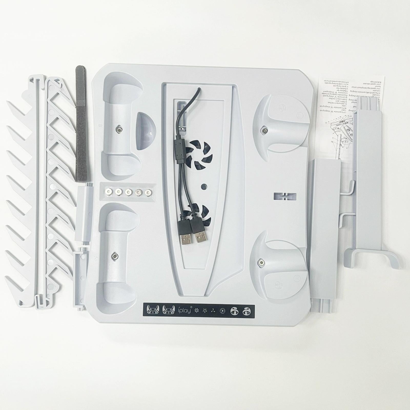 Multifunctional Cooling Base For Ps5 With Vr2 Handle Charging And Disc Storage Stand - White-1915196930066092037