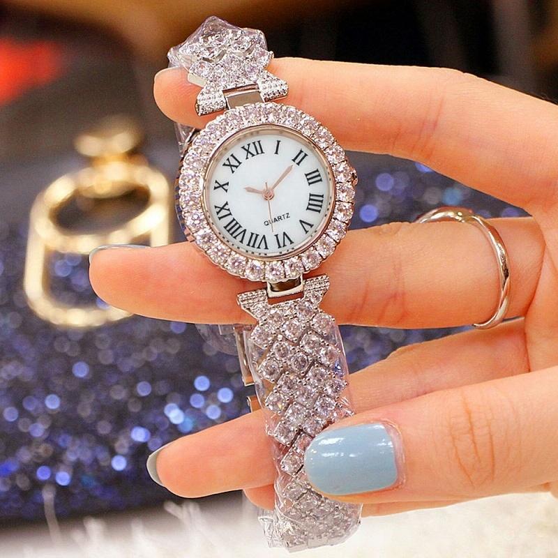 Gold Roman Diamond Women Quartz Watch - Elegant Design-1915198290199187458
