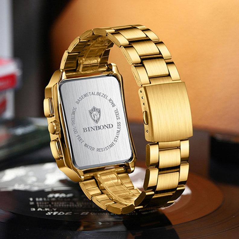 Vintage Square Men Quartz Watch With Multifunction And Luminous Display-1915198321547415556