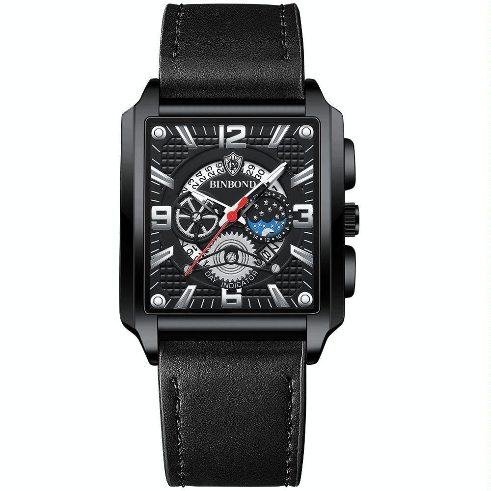 Vintage Square Men Quartz Watch With Multifunction And Luminous Display-1915197034101608454