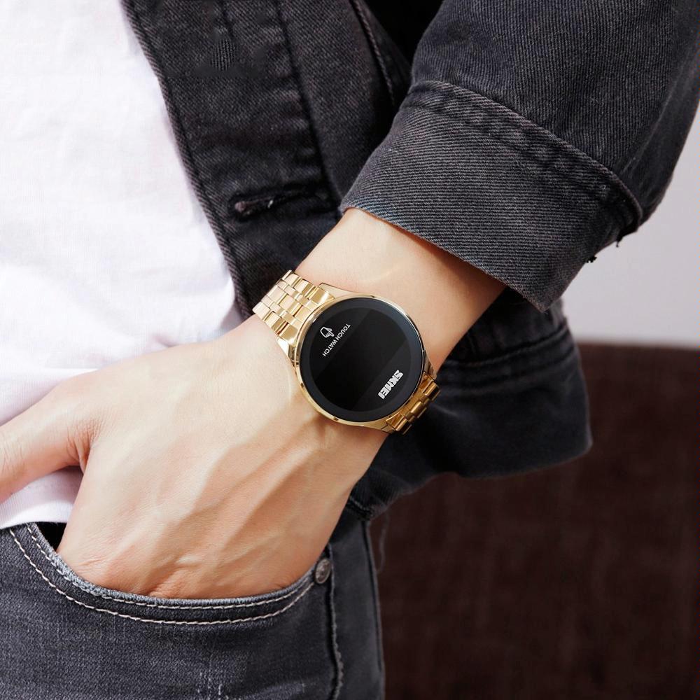 Stainless Steel Led Touch Watch - Black-1915198319785807878
