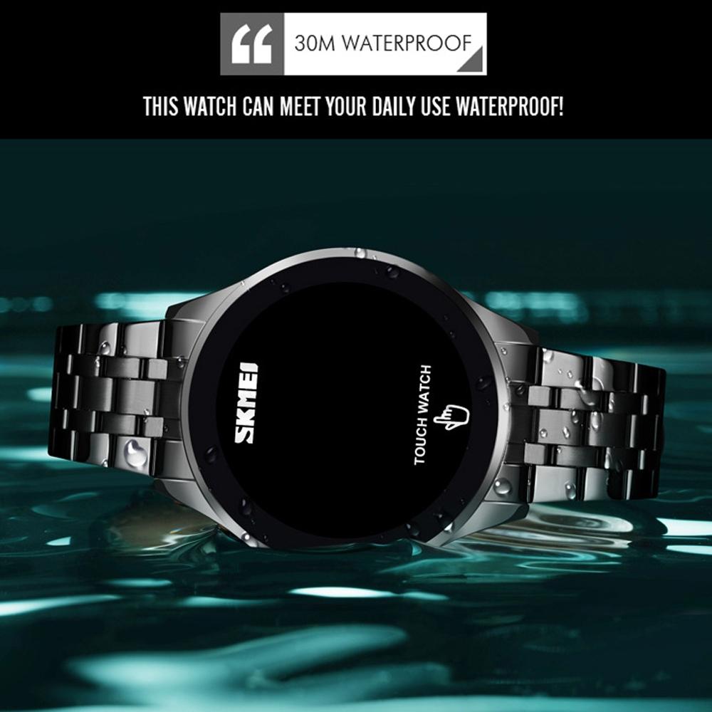 Stainless Steel Led Touch Watch - Silver Simple Design-1915197821728985093