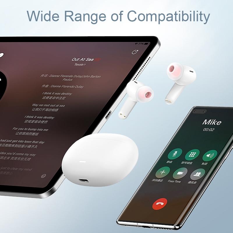 White Dual Noise Canceling Bluetooth Headphones With Anc & Enc Call-1915196853012533252