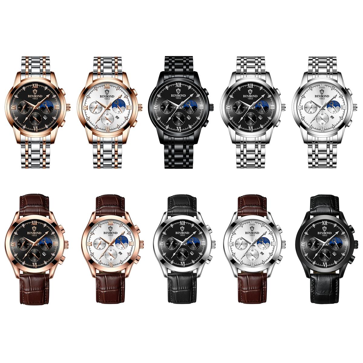 Waterproof Luminous Men Watch With Calendar - White Steel-1915197637397712897