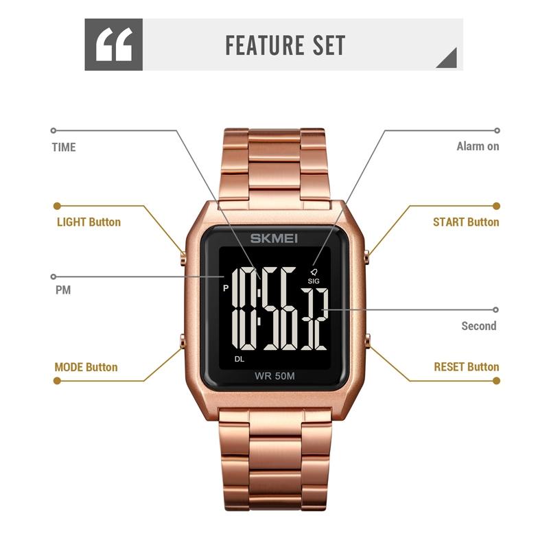 Large Screen Men Multi-Function Watch With Steel Belt And Luminous Display-1915197618863083522