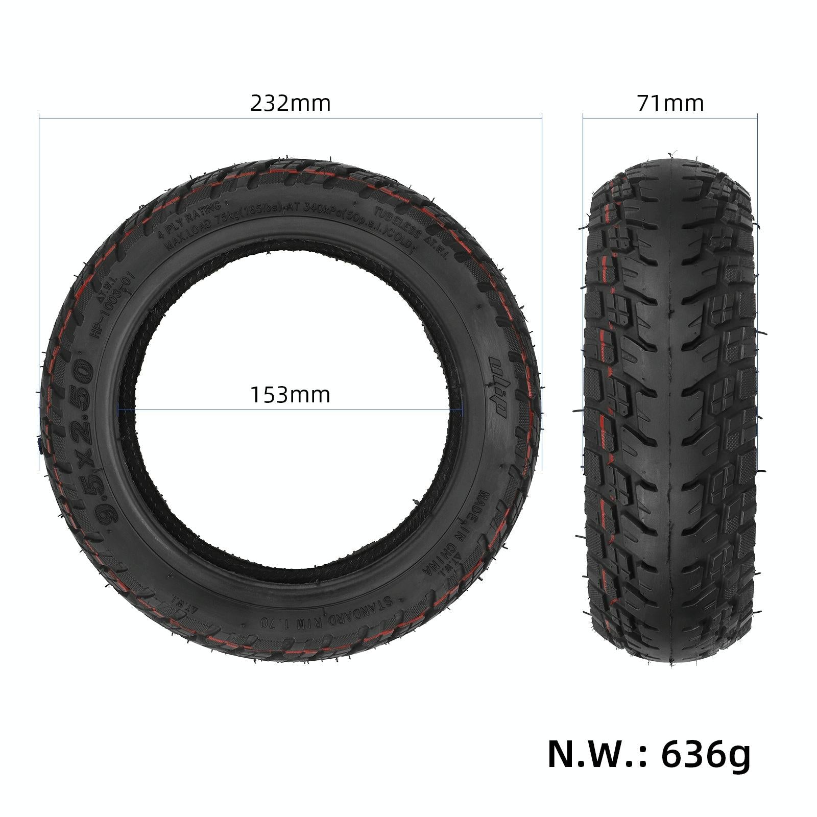 Off-Road Tubeless Tire For Electric Scooters - 9.5X2.5 Inch With Gas Nozzle-1964932327545114628