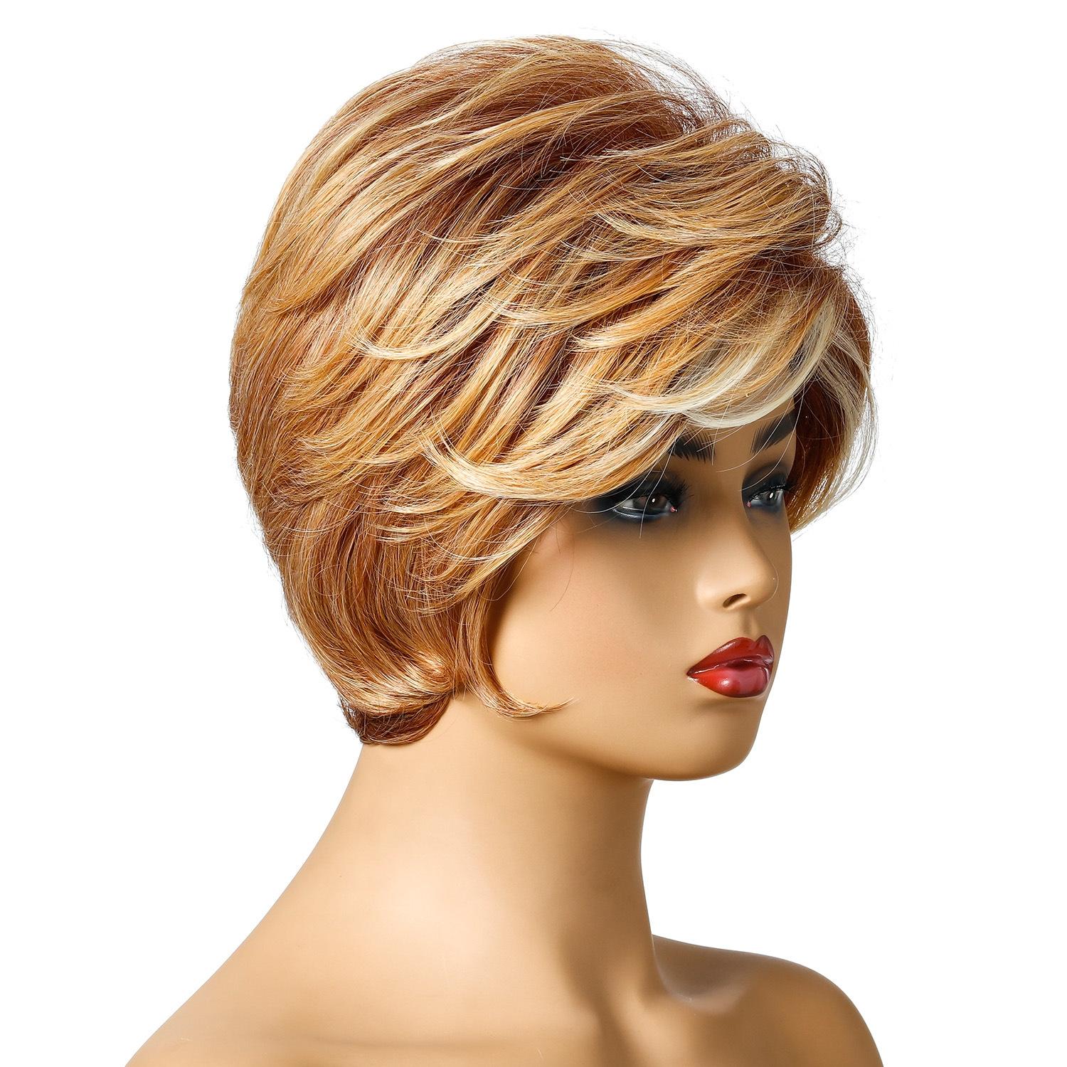 Silk Short Curly Wig - High Temp / Gold-1915196936495960068