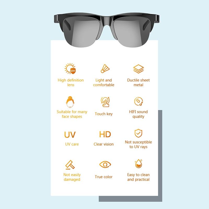 Bluetooth 5.3 Smart Sunglasses With Wireless Headset And Anti-Glare Protection-1915198115951022086