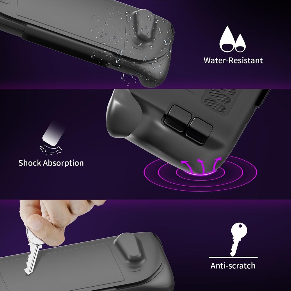 Steam Deck Protective Case & Cover Set With Bracket - Black-1915196946772004869