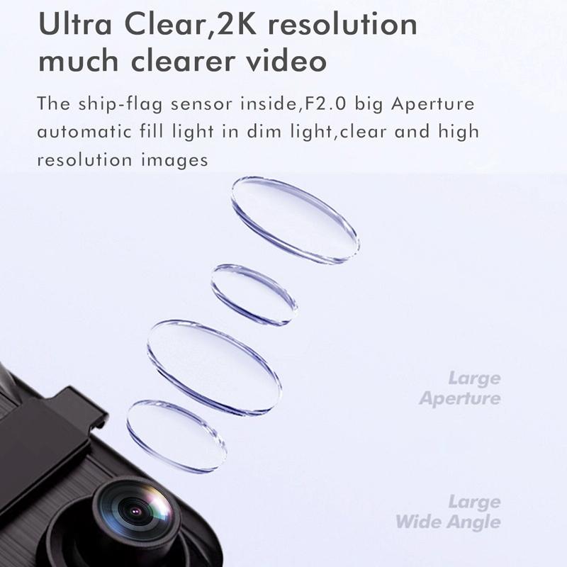 Large 9.66 Dual-Record Driving Recorder With 2K Touch Screen And Parking Video Reversing Image-1915197715638259716