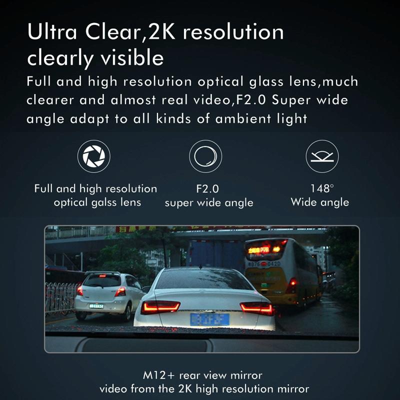 Large 9.66 Dual-Record Driving Recorder With 2K Touch Screen And Parking Video Reversing Image-1915197715638259718