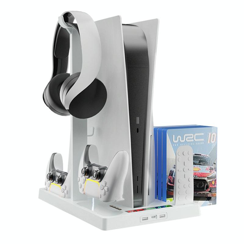 Ps5 Cooling Handle With Charging Base And Disc Storage Rack - White-1915197139391221768