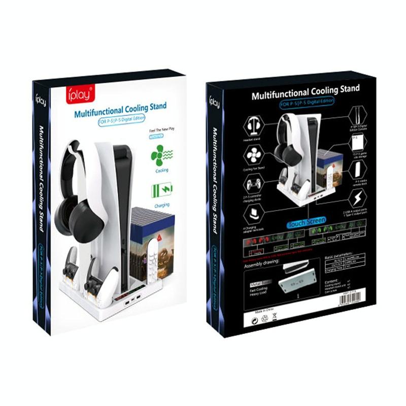 Ps5 Cooling Handle With Charging Base And Disc Storage Rack - White-1915197139391221767