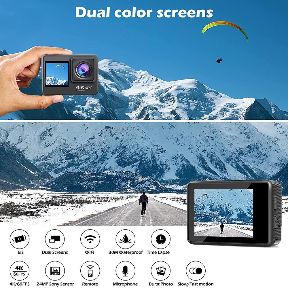 Outdoor Waterproof Dual Screen Wifi Sports Camera With Anti-Shake Hd Video-1915196866878902278