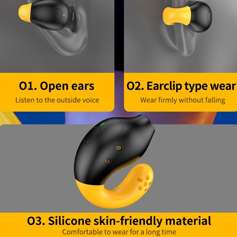 Wireless Ear Clip Bluetooth Headset With Led Display - Noise Reduction-1915196861329838088