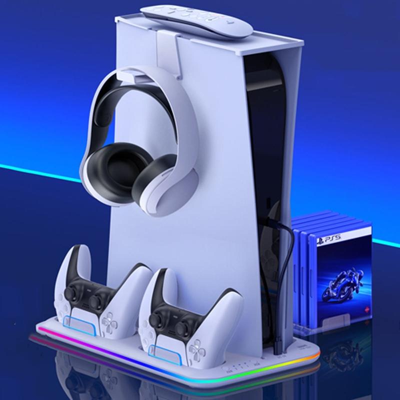 Multi-Functional Cooling Base For Ps5 / Psvr2 Controller With Rgb Lights - White-1915196868254633985