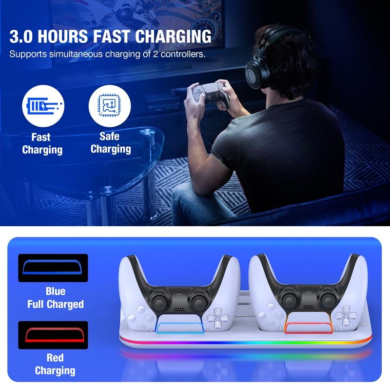 Multi-Functional Cooling Base For Ps5 / Psvr2 Controller With Rgb Lights - White-1915196868254633989