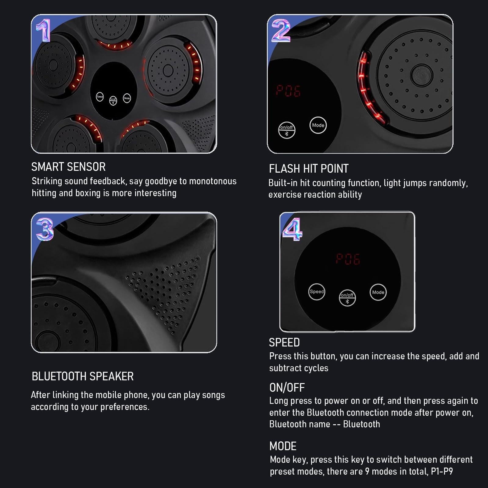 Wall Hanging Bluetooth Music Boxing Trainer - Red / Black-1964932176432730117