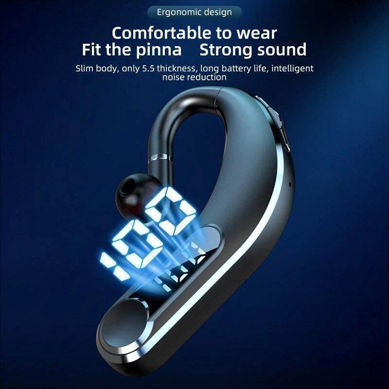 Waterproof Bluetooth Earphones With Led Display - Black-1915197126565040132